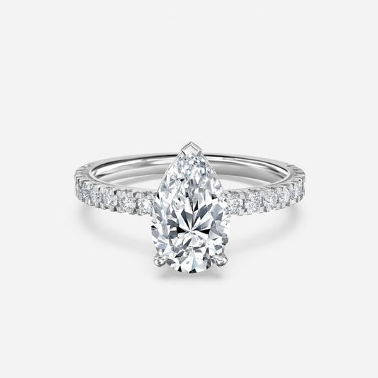 Leandra Pear Hidden Halo Moissanite Engagement Ring