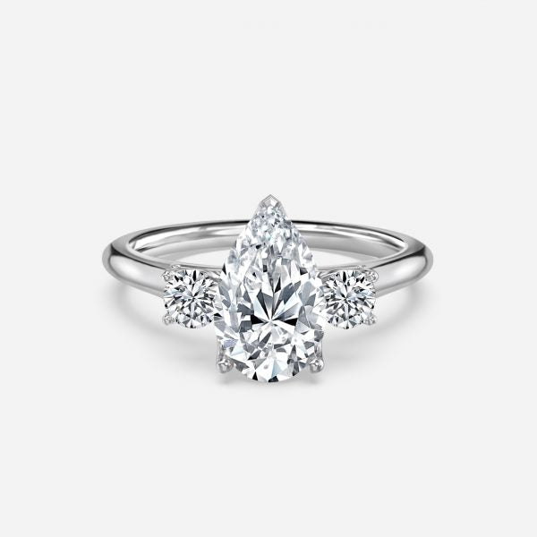 Myra Pear Three Stone Moissanite Engagement Ring