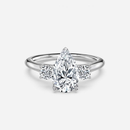 Myra Pear Three Stone Moissanite Engagement Ring