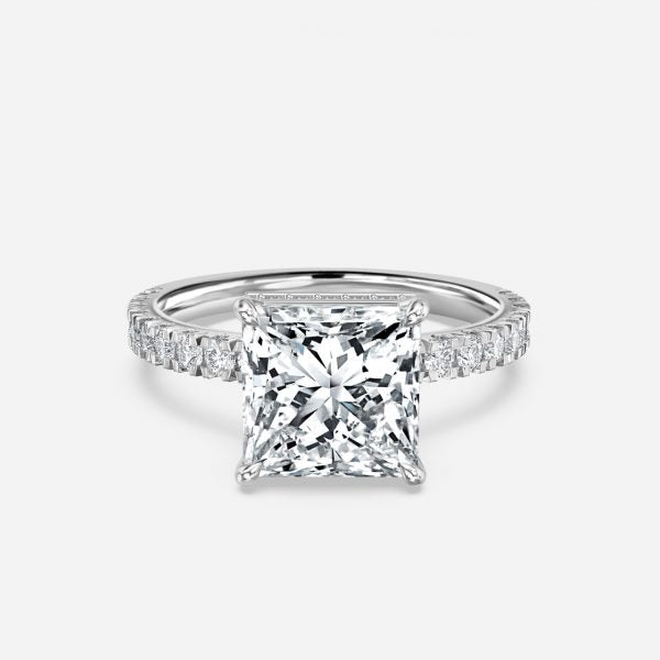 Leandra Princess Hidden Halo Moissanite Engagement Ring