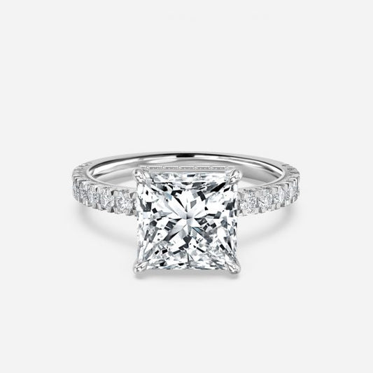 Leandra Princess Hidden Halo Moissanite Engagement Ring