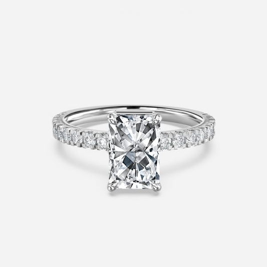 Leandra Radiant Hidden Halo Moissanite Engagement Ring