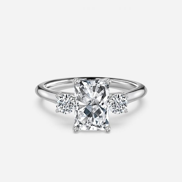 Myra Radiant Three Stone Moissanite Engagement Ring