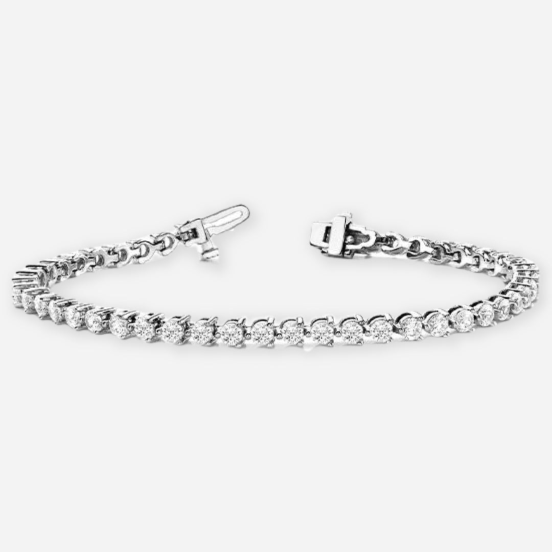 3 Prong Round Moissanite Tennis Bracelet