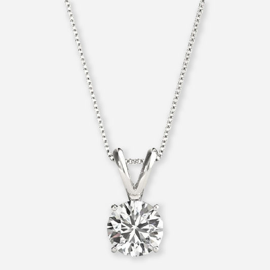 Round Cut Four Prong Solitaire Pendant