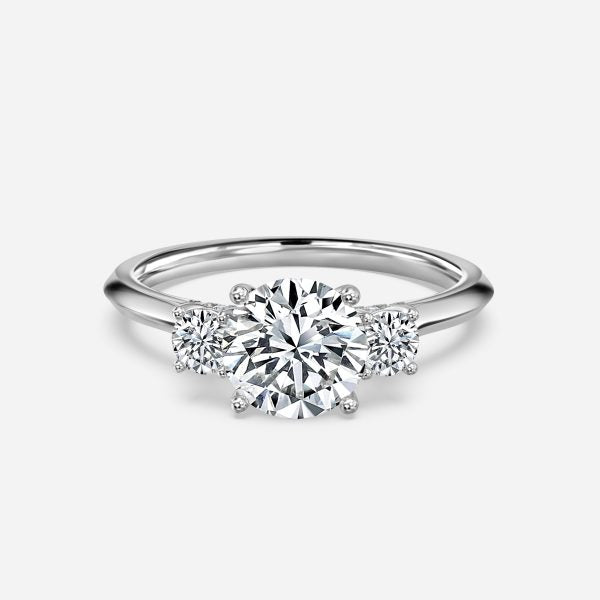 Elspeth Round Three Stone Moissanite Engagement Ring