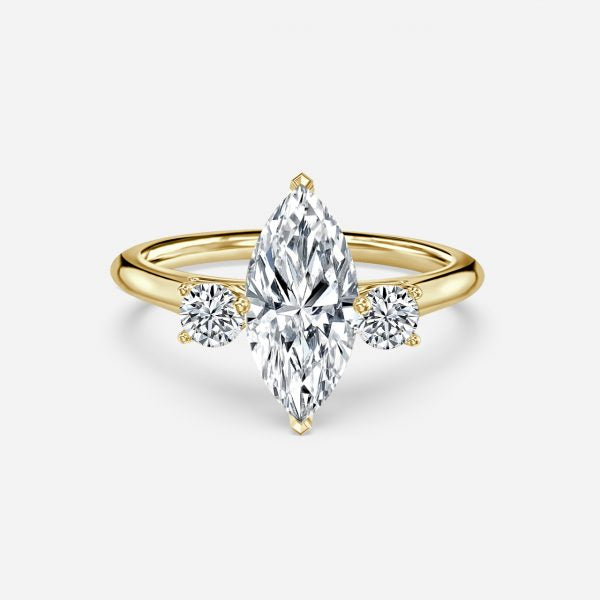 Myra Marquise Three Stone Moissanite Engagement Ring