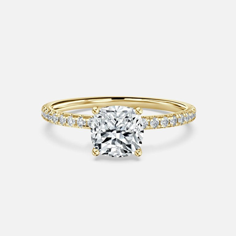 Yati Cushion Diamond Band Moissanite Engagement Ring