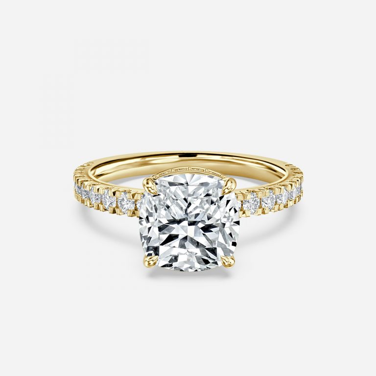 Leandra Cushion Hidden Halo Moissanite Engagement Ring