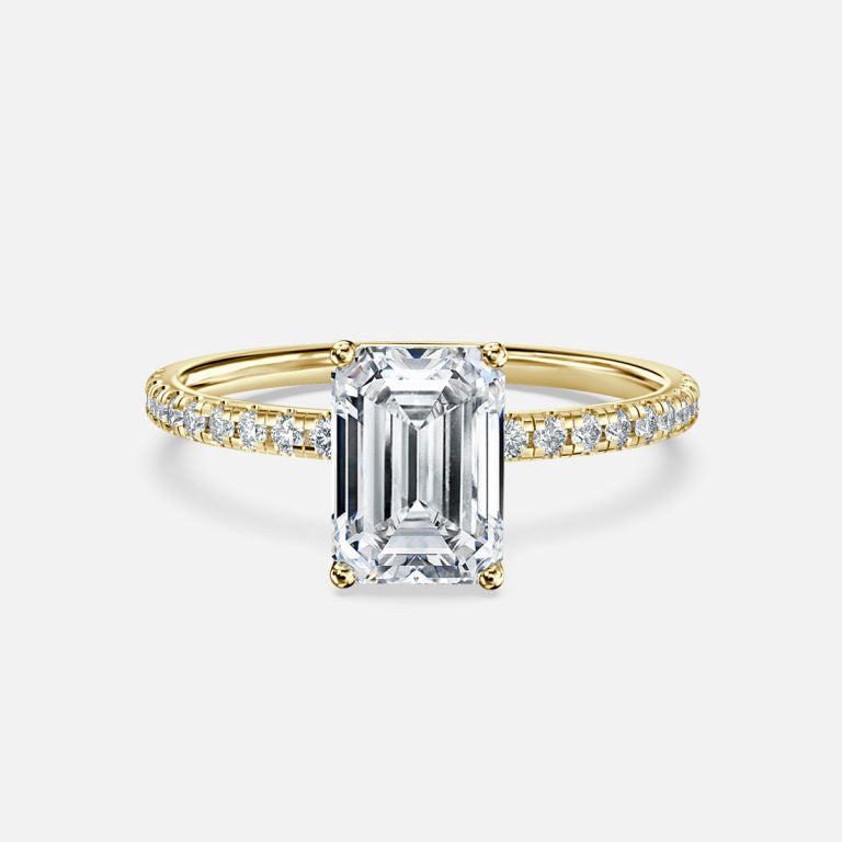 Yati Emerald Diamond Band Moissanite Engagement Ring