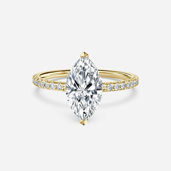 Yati Marquise Diamond Band Moissanite Engagement Ring