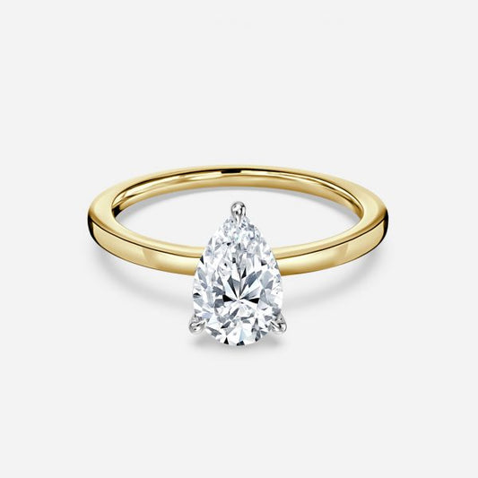 Kalista Pear Two Tone Solitaire Moissanite Engagement Ring