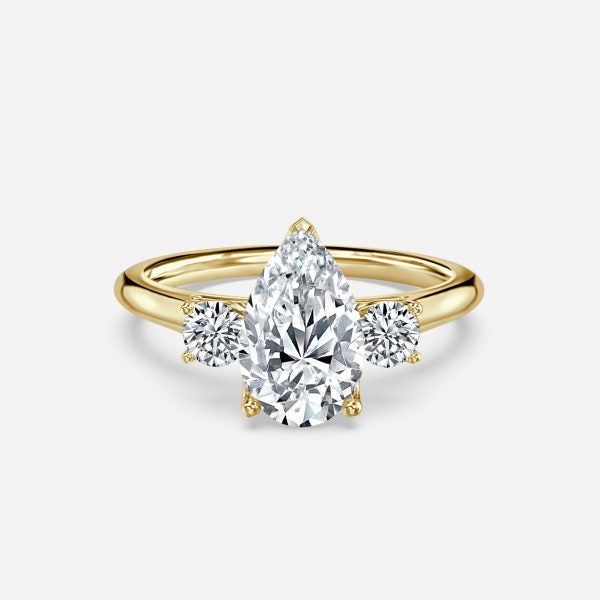 Myra Pear Three Stone Moissanite Engagement Ring