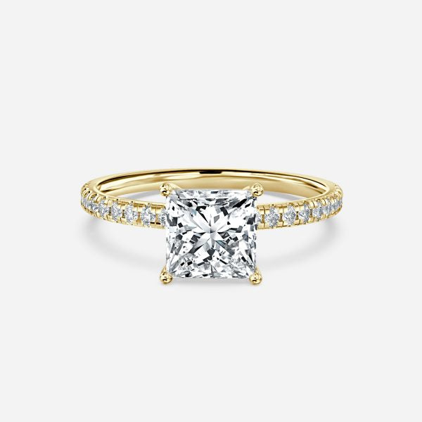 Yati Princess Diamond Band Moissanite Engagement Ring