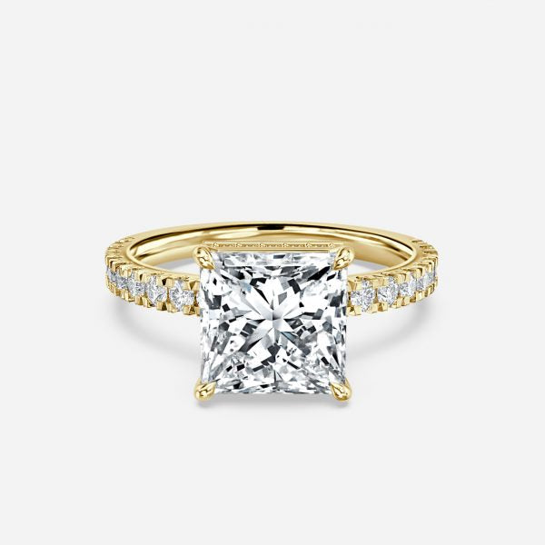 Leandra Princess Hidden Halo Moissanite Engagement Ring