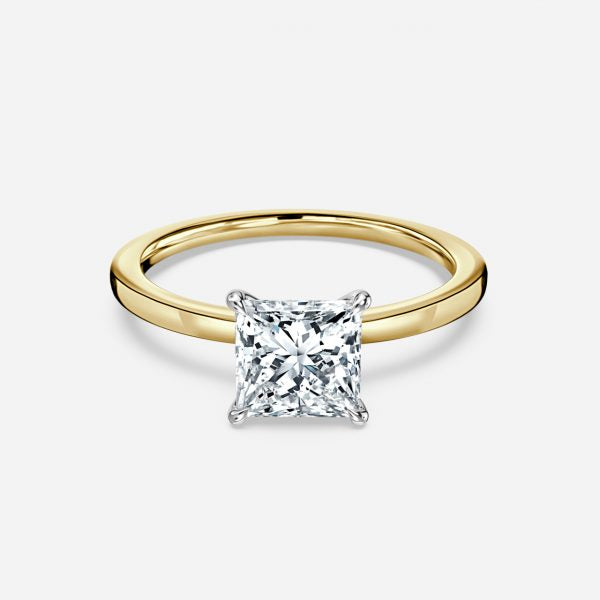 Kalista Princess Two Tone Solitaire Moissanite Engagement Ring