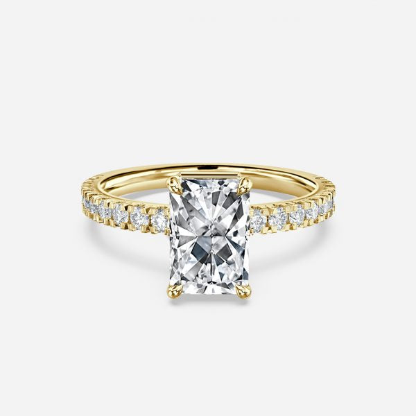 Leandra Radiant Hidden Halo Moissanite Engagement Ring