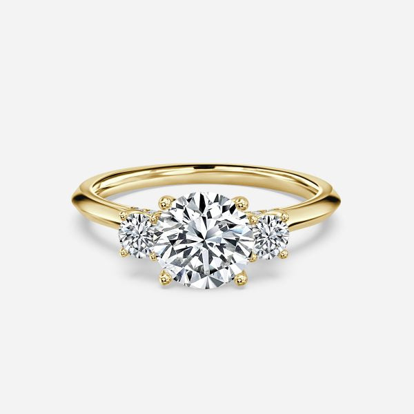 Elspeth Round Three Stone Moissanite Engagement Ring