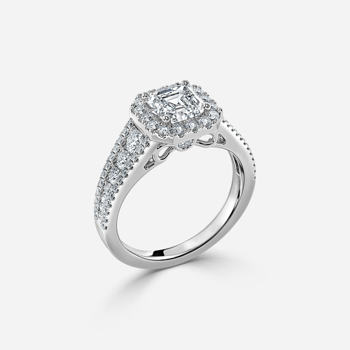 Ember Asscher Halo Moissanite Engagement Ring