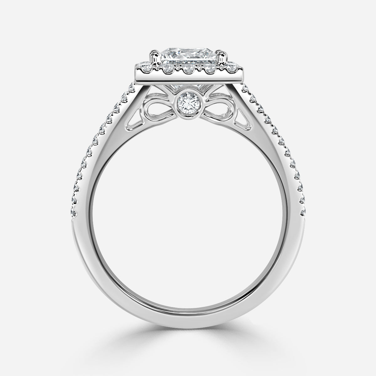 Ember Princess Halo Moissanite Engagement Ring