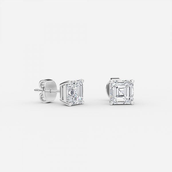 Asscher Moissanite Stud Earrings