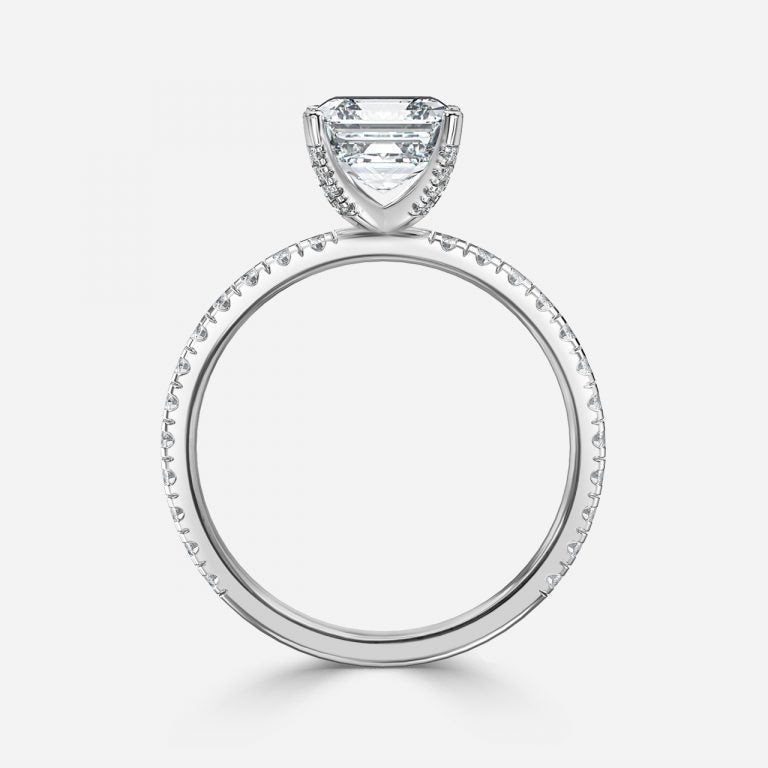 Rosalba Asscher Diamond Band Moissanite Engagement Ring