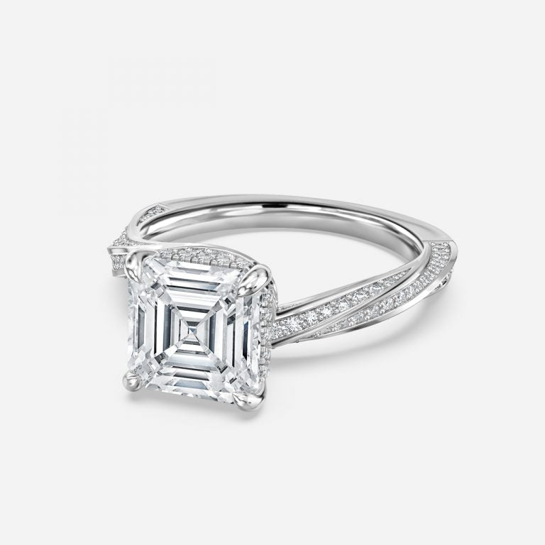 Weston Asscher Hidden Halo Moissanite Engagement Ring