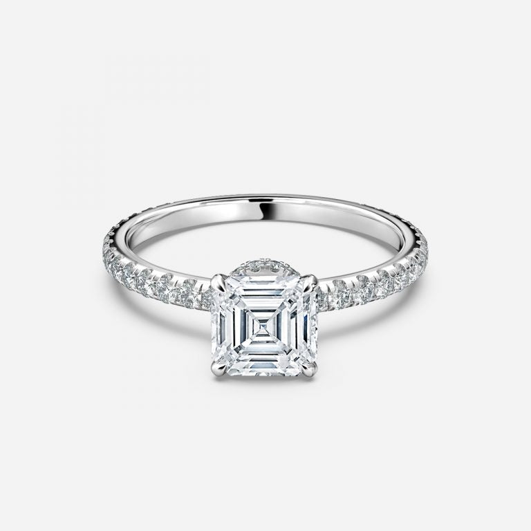 Astrid Asscher Hidden Halo Moissanite Engagement Ring