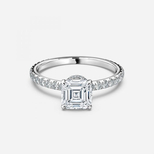 Astrid Asscher Hidden Halo Moissanite Engagement Ring