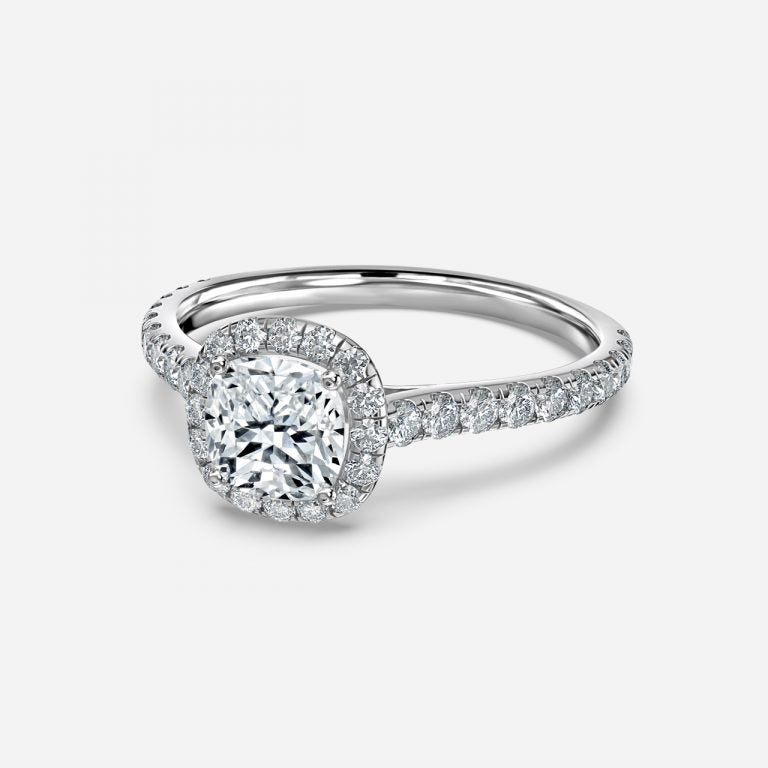 Joliette Cushion Halo Moissanite Engagement Ring