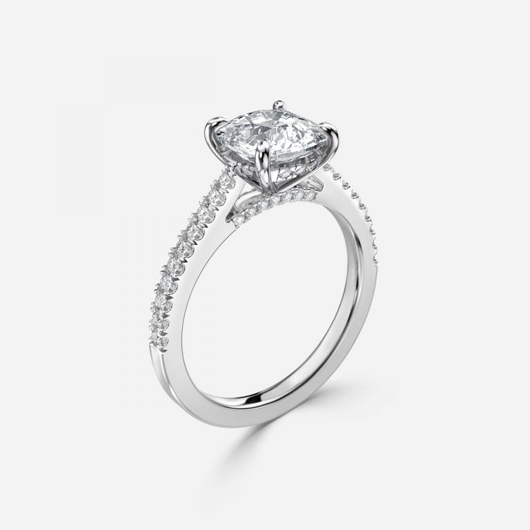 Yvette Cushion Hidden Halo Moissanite Engagement Ring