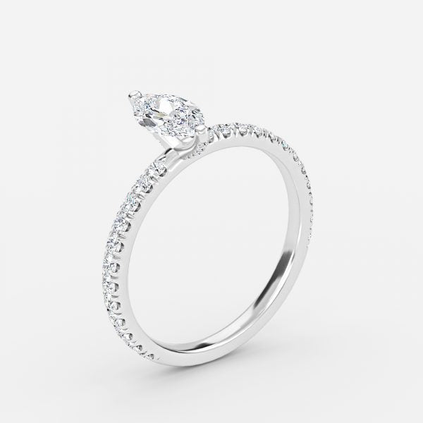 Jessamine Marquise Diamond Band Moissanite Engagement Ring