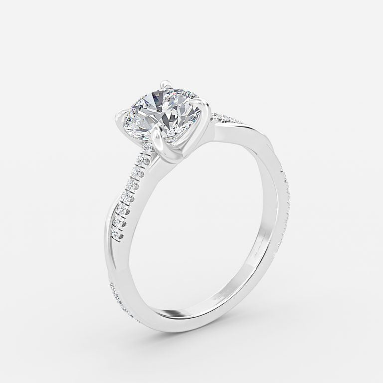 Tatiana Round Diamond Band Moissanite Engagement Ring