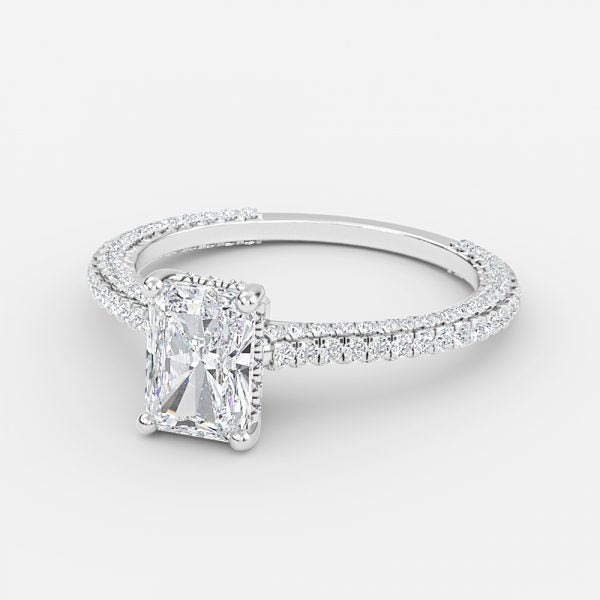 Kalaya Radiant Hidden Halo Moissanite Engagement Ring