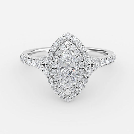 Afton Marquise Halo Moissanite Engagement Ring