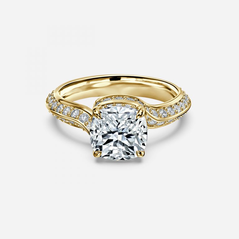 Bellatrix Cushion Hidden Halo Moissanite Engagement Ring