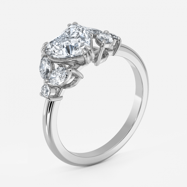 Zephyr Heart Three Stone Engagement Ring