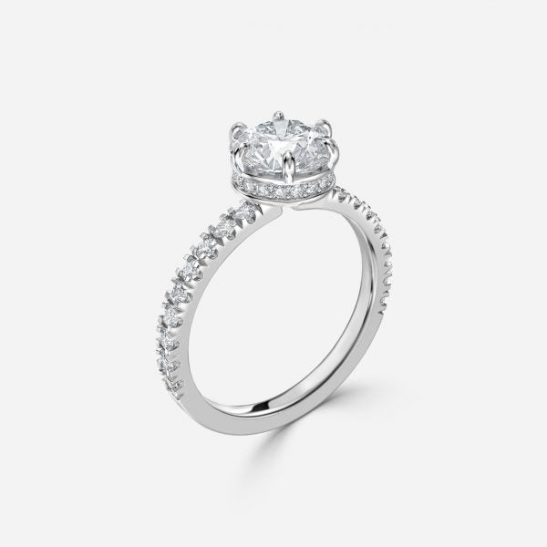 Leandra Round Hidden Halo Moissanite Engagement Ring