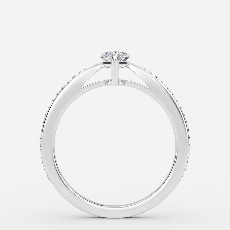 Isolde Marquise Diamond Band Moissanite Engagement Ring