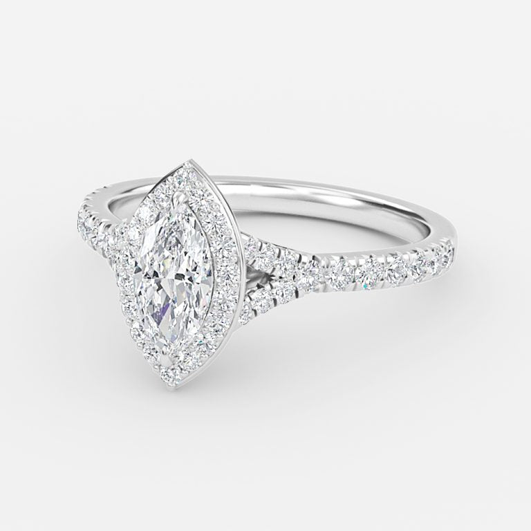 Dove Marquise Halo Moissanite Engagement Ring