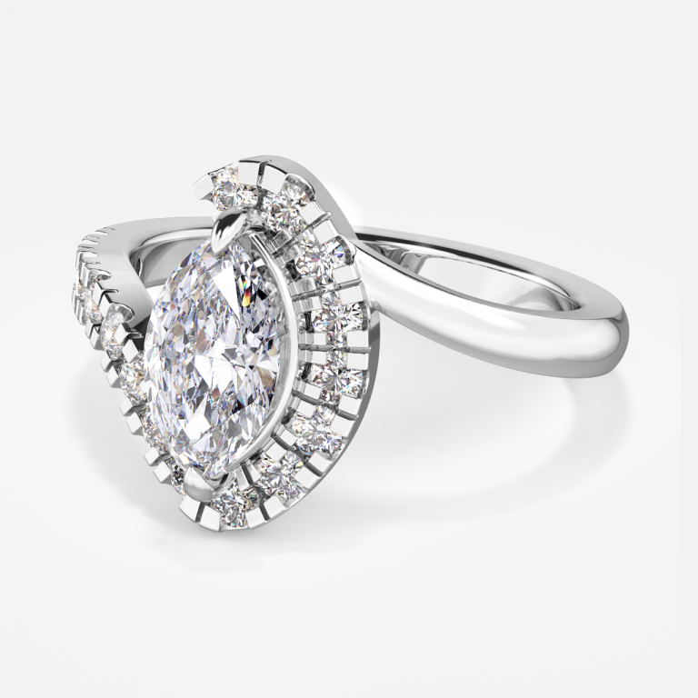 Thalassa Marquise Halo Moissanite Engagement Ring