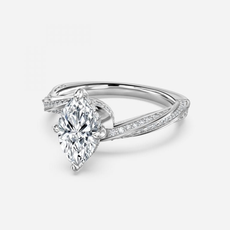 Weston Marquise Hidden Halo Moissanite Engagement Ring