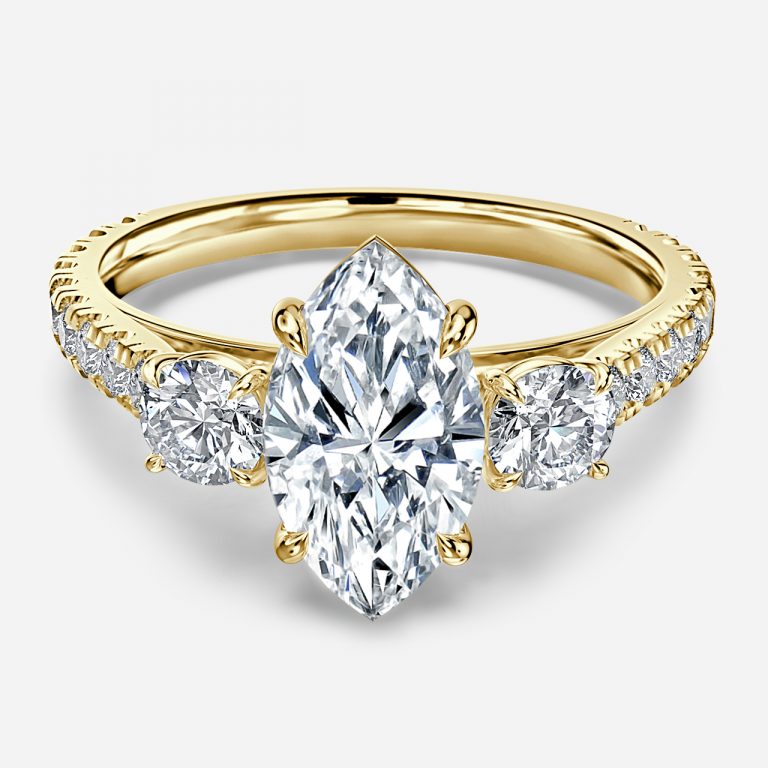 Oriana Marquise Three Stone Moissanite Engagement Ring