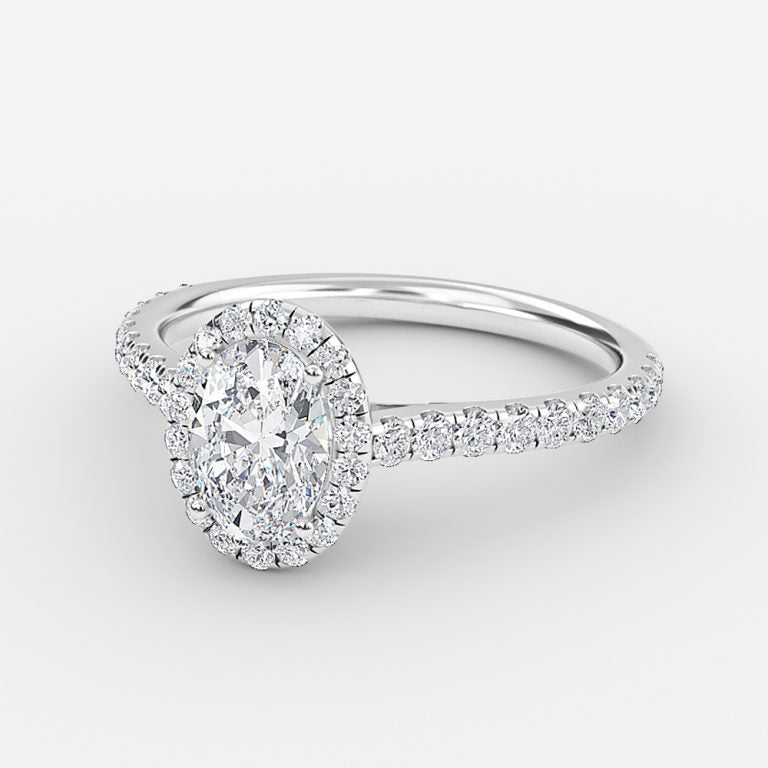 Joliette Oval Halo Moissanite Engagement Ring