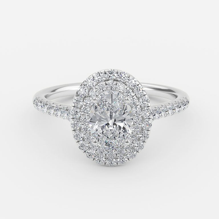 Linnea Oval Halo Moissanite Engagement Ring