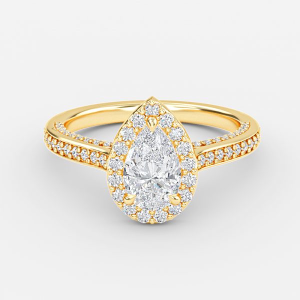 Clementine Pear Halo Moissanite Engagement Ring