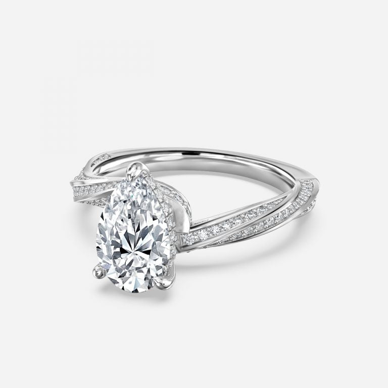 Weston Pear Hidden Halo Moissanite Engagement Ring