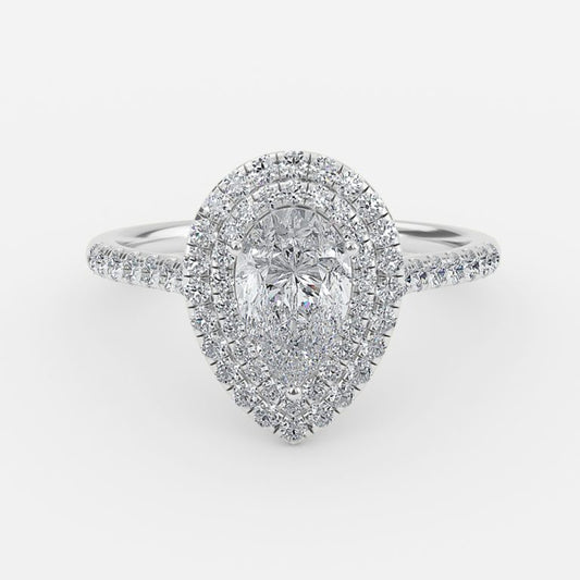 Linnea Pear Halo Moissanite Engagement Ring