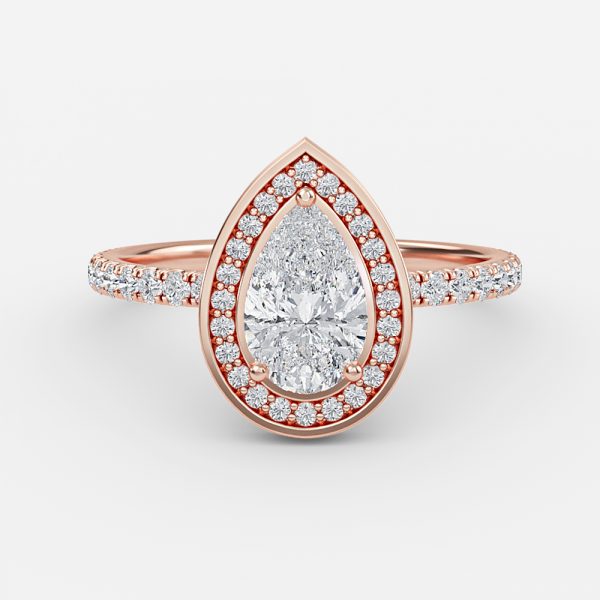 Kassia Pear Halo Moissanite Engagement Ring