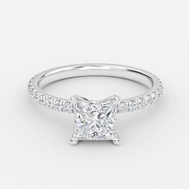 Rosalba Princess Hidden Halo Moissanite Engagement Ring